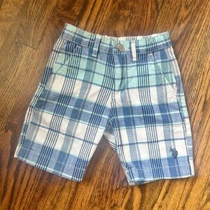 U.S. Polo Assn. Boys Blue Plaid Hartford Shorts Size 5